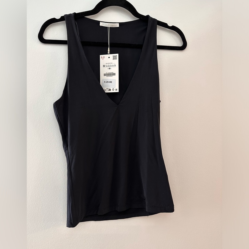 Zara Black Fitted Sleeveless Tank Top